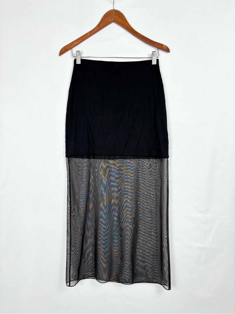 Reformation Graysen Knit Midi Skirt Size S A Line Mesh Black